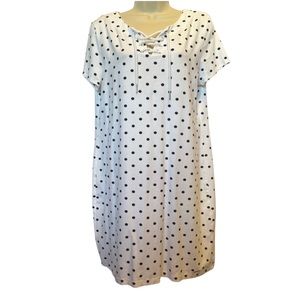 Tommy Hilfiger Womens white polka dot tie front tshirt dress